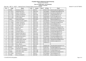 NSTP Class List: BSIT 1A, 2022-2023