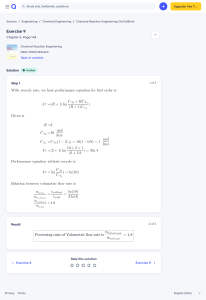 Chemical Reaction Engineering - 9780471254249 - Exercise 9  Quizlet