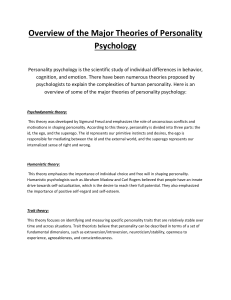 Overview of the Major Theories of Personality Psychology