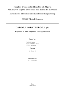 Digital Systems Lab Report: Registers & Shift Registers