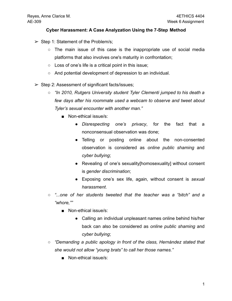 7 Step Method Case Analysis