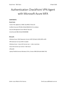 Integration CheckPoint EndPoint Security VPN and Microsoft Azure MFA