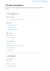 C# Documentation: Learn C# Programming