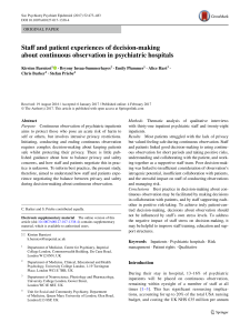 Decision making about observation in psychiatric hospitals