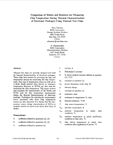 Comparison of Diodes and Resistors for Measuring Chip Temperature During Thermal Characterization of Electronic Packages Using Thermal Test Chips