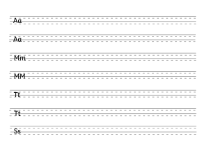 Handwriting Practice Worksheet: A, M, T, S