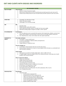 Diet & Disease: Weight Control & Diabetes