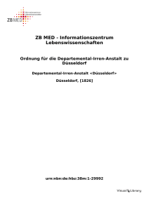 Ordnung für die Departemental-Irren-Anstalt zu Düsseldorf