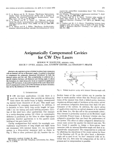 Astigmatically compensated cavities for CW dye lasers (1)