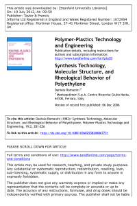 Synthesis Technology, Molecular Structure and rheological behavior of PE