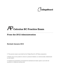 2012 Public Practice Exam  AP Calculus BC