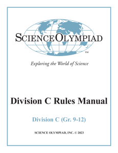 Science Olympiad Div C 2023 Rules Manual Web