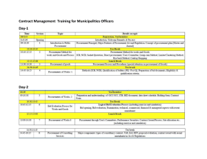 Schedule Contract Management  Training for Municipalities Officers