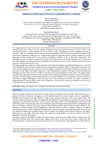 (111-119) INDIA’S REFUGEE POLICY and ROHINGYA CRISIS