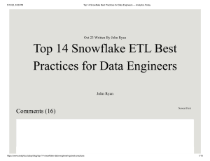 Top 14 Snowflake Best Practices for Data Engineers — Analytics.Today