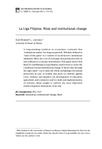 La Liga Filipina: Rizal & Institutional Change