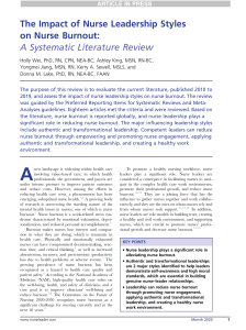 The Impact of Nurse Leadership Styles on Nurse Burnout- JCI - A Systematic Literature Review