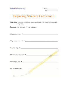 Beginning Sentence Correction 1