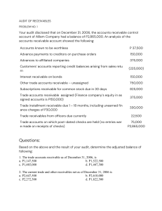 Audit of Receivables Test Bank