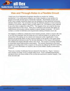 Vias and through holes in a flexible circuit