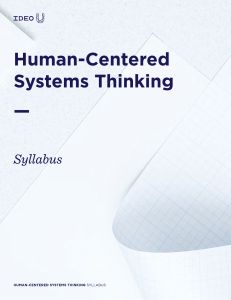 Human Centered Systems Thinking Full Syllabus July 2022