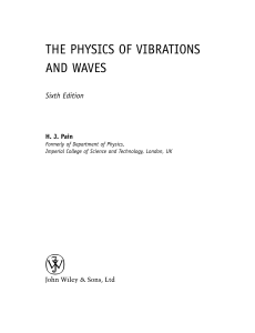 Pain PHYSICS OF VIBRATIONS AND WAVES 6-th Edition