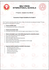 Economics Project Guideline for Grade 9 – 3rd Quarter Academic Year 2022-23 (1)