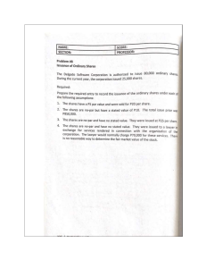 Accounting Problem Set: Issuance of Ordinary Shares