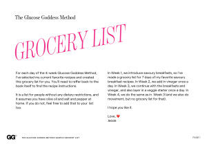 Grocery List - Glucose Goddess Method