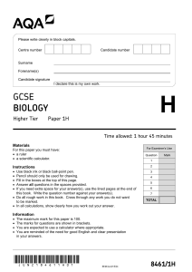 AQA biology 1H
