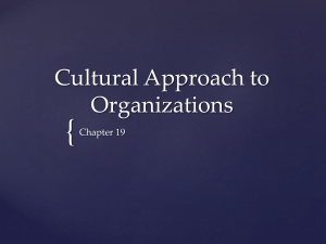 Chapter 19 Cultural Approach to Org