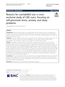 CBD Use for Stress, Anxiety, Sleep: A Cross-Sectional Study