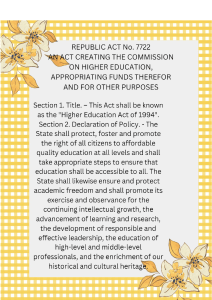 RA 7722 Higher Education Act of 1994