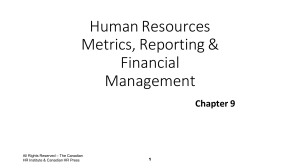 chapter 9-Human Resources Metrics, Reporting, Financial Management