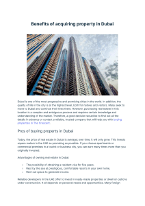 Benefits of acquiring property in Dubai