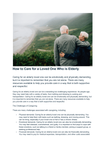 How to Care for a Loved One Who is Elderly