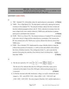 Digital Electronics Exam Solutions - TTL, Memory, Flip-Flops