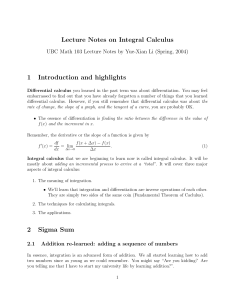 1st Year Integral calculus