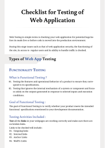 Checklist for Testing the Web Application 