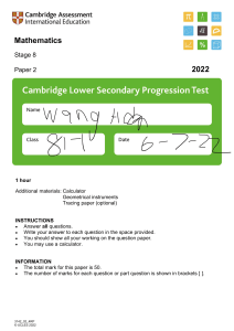 Stage 8 Math Exam Paper