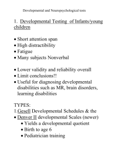 Developmental and neuropsych tests