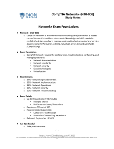 CompTIA Network+ (N10-008) Study Notes