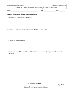 cardiac fucntion worksheet