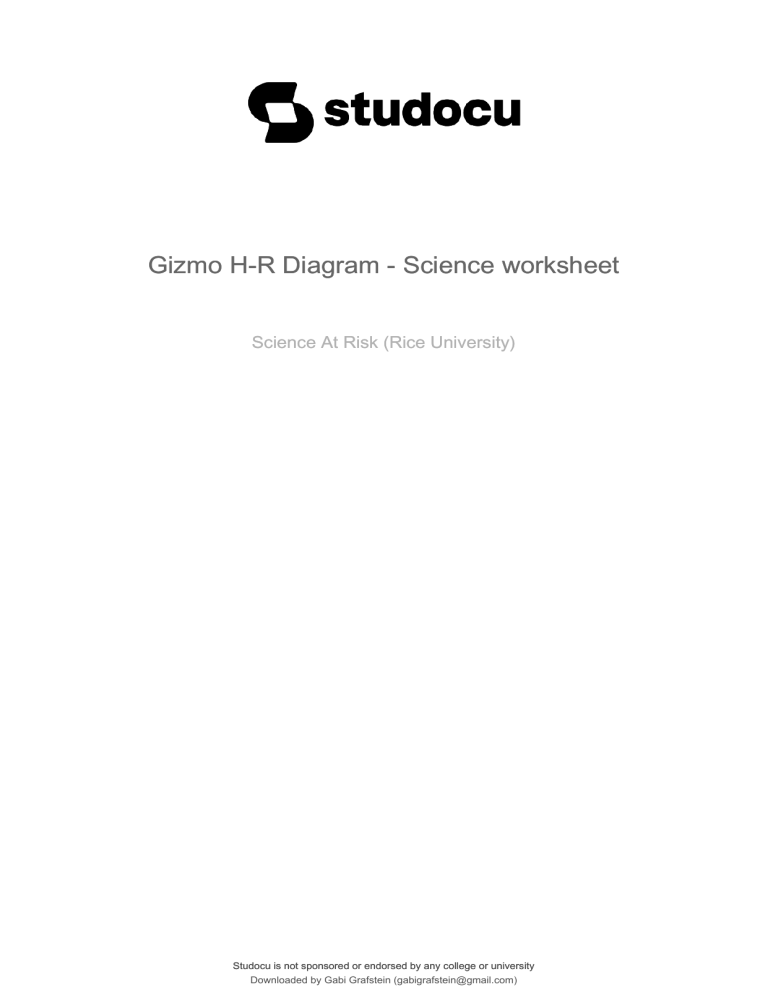 H R Diagram Gizmo Worksheet Answers