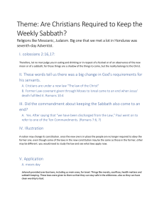 Are christians required to keep the weekly sabbath?