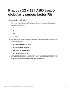 ABO tipado globular y serico con factor Rh practica 12 y 13