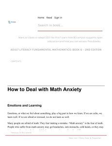 How to Deal with Math Anxiety – Adult Literacy Fundamental Mathematics