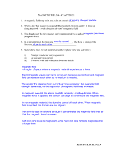 Magnetic Fields & Electromagnetism Worksheet