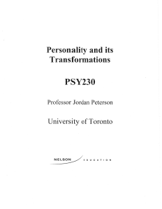 Jordan B Peterson - Personality and its Transformations