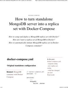 How to turn standalone MongoDB server into a replica set with Docker-Compose Change